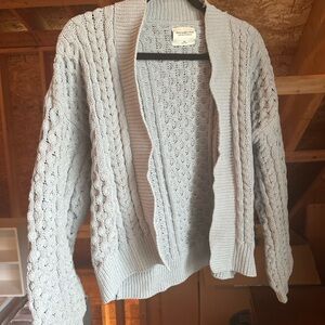 Abercrombie & Fitch Light Aqua blue Cable Knit Cardigan